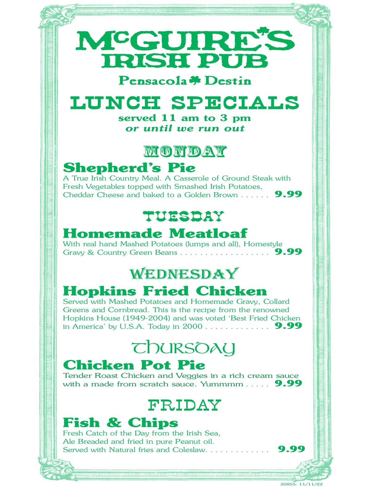 Lunch Special Menu cover
