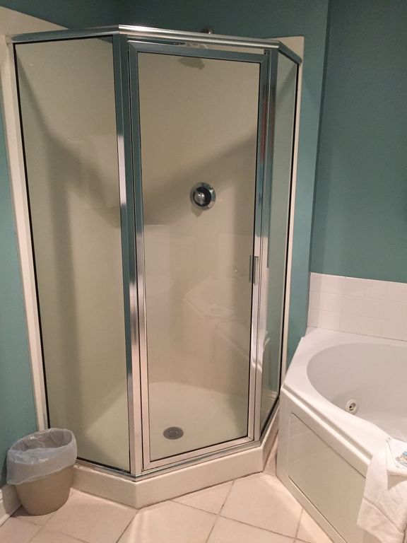Glass enclosed Shower in Master Bathroom