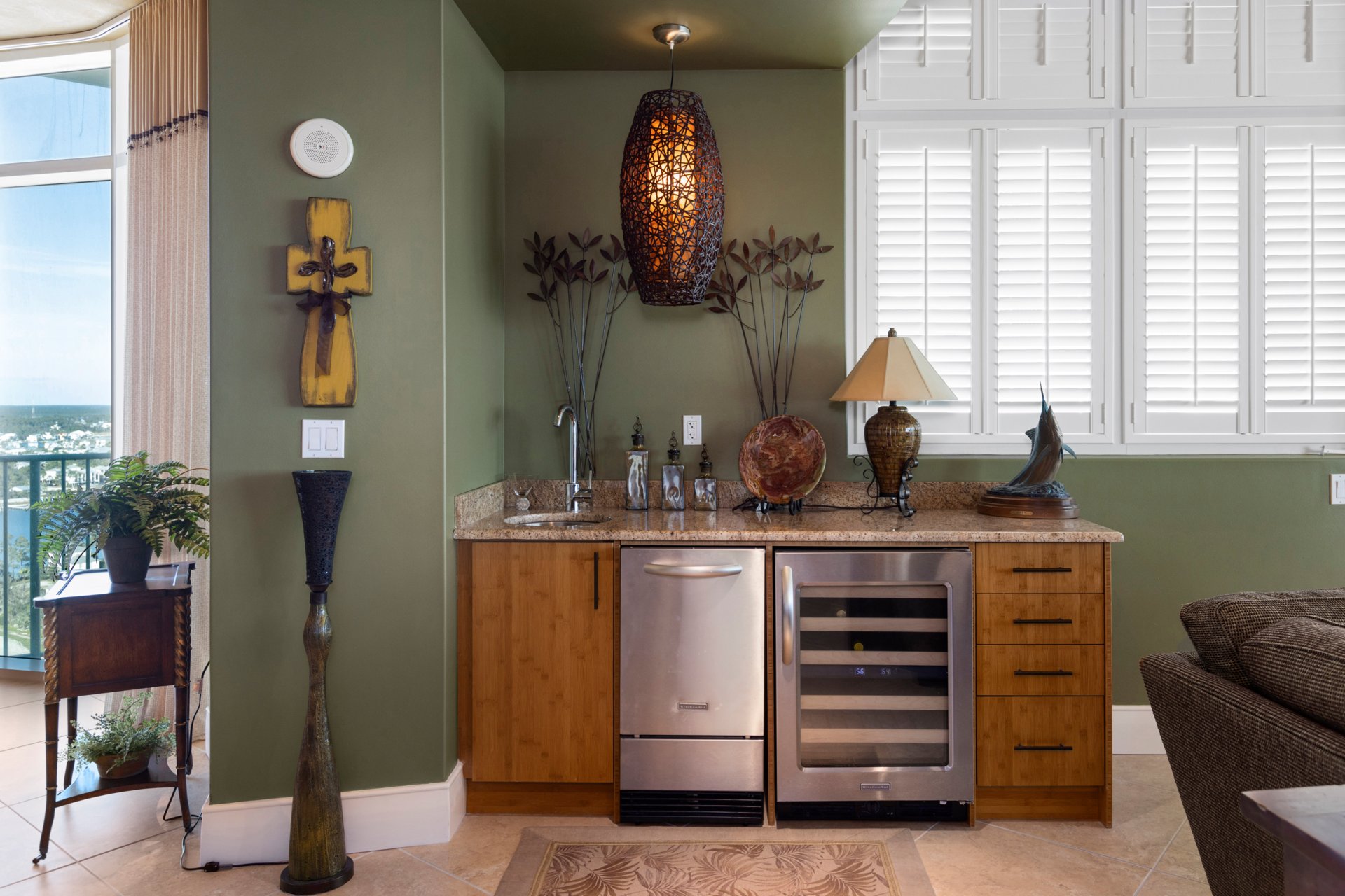 Wet Bar with Wine Cooler & Ice Maker