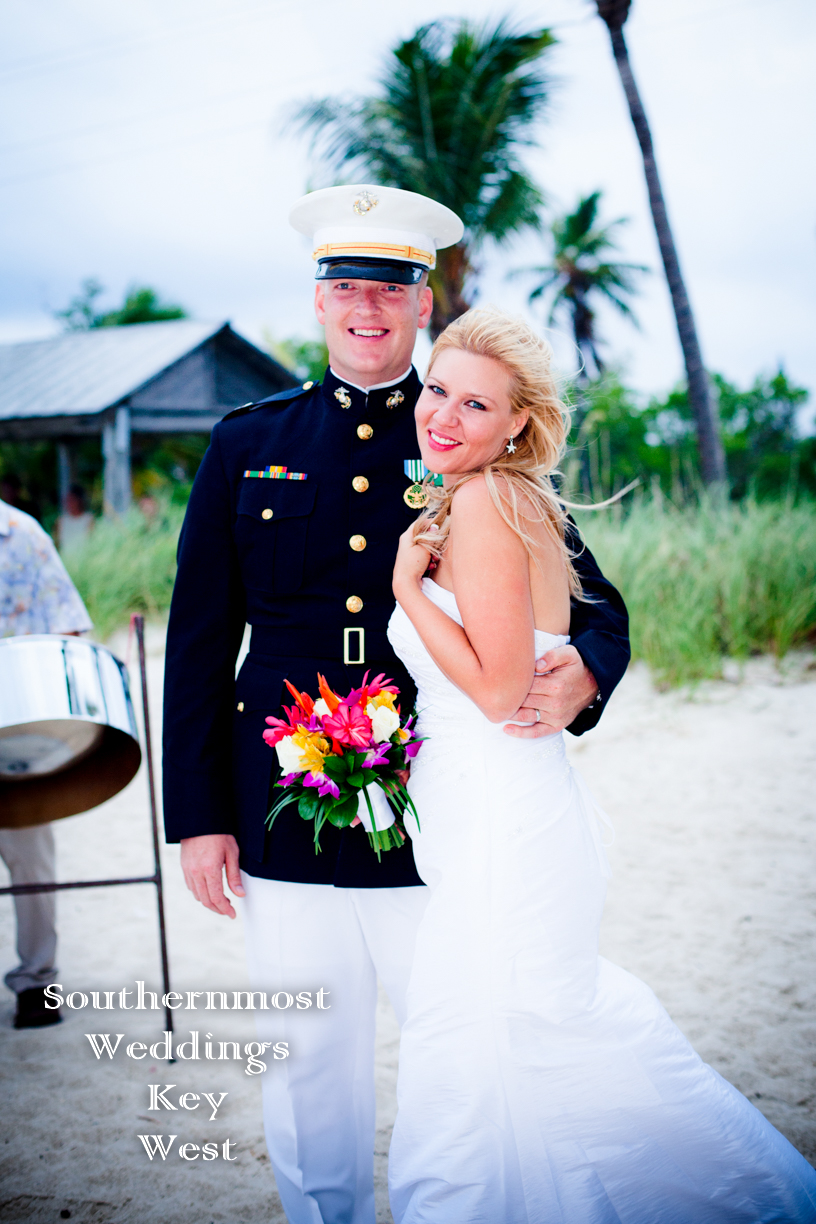Bride & Groom on Smathers Beach by Southernmost Weddings Key West