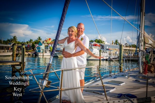Wedding Couples on a sailboat  by Southernmost Weddings Key West