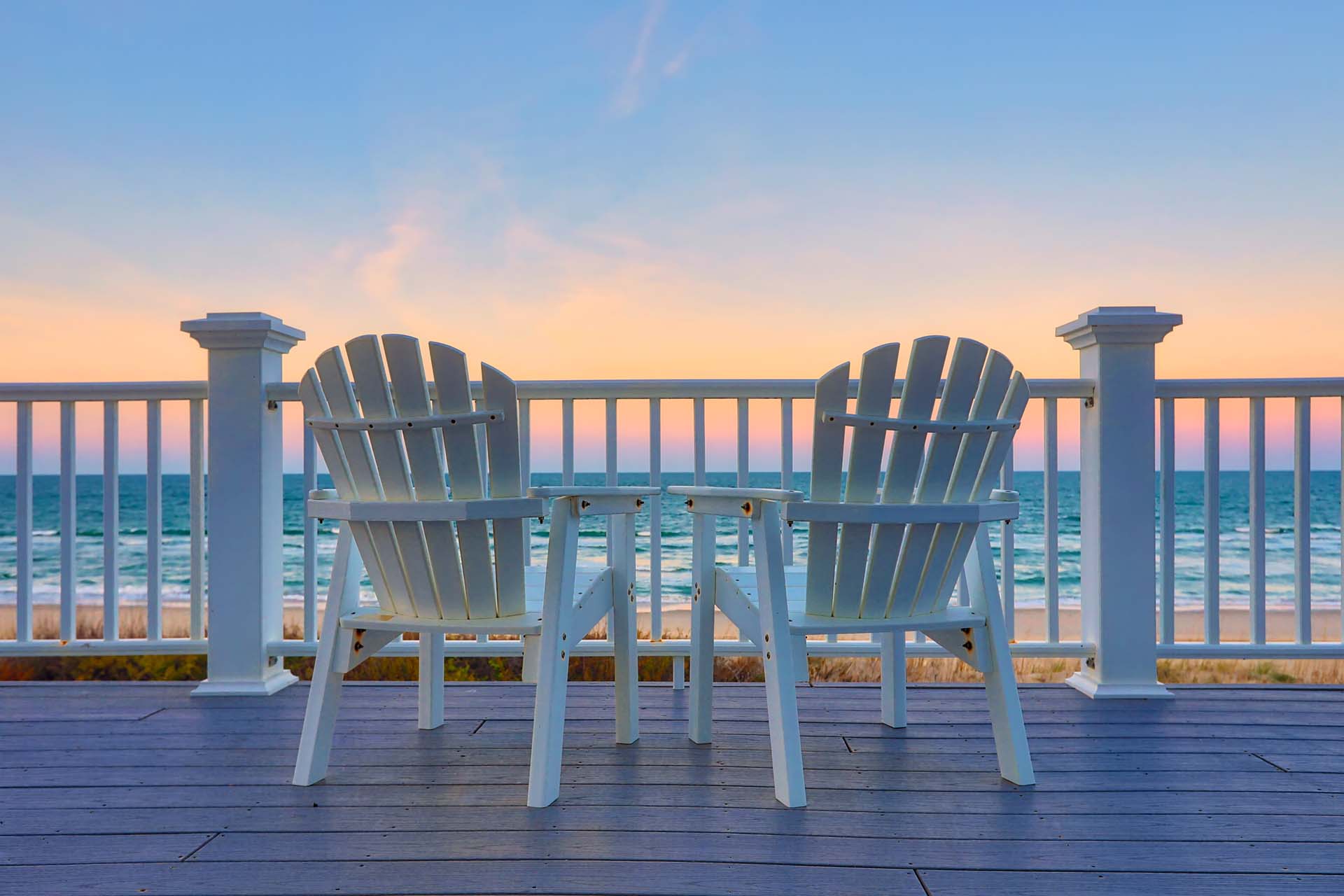 Beach chairs on a balcony 