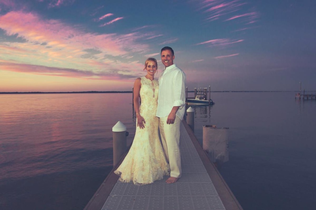 Bride and Groom on a dock