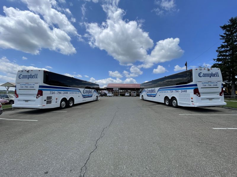 Two tour buses