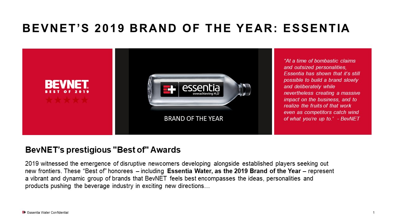 Essentia Water Named Brand of the Year