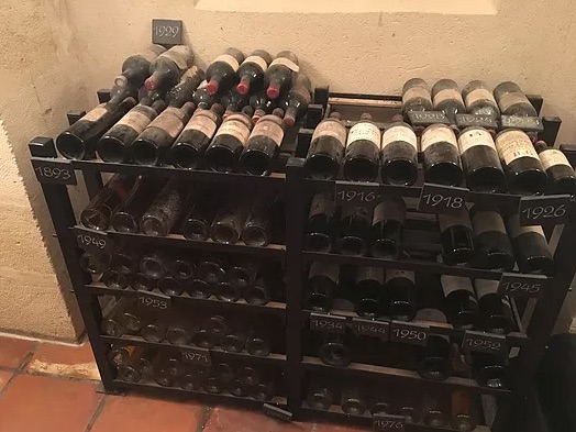 a rack of stored wine