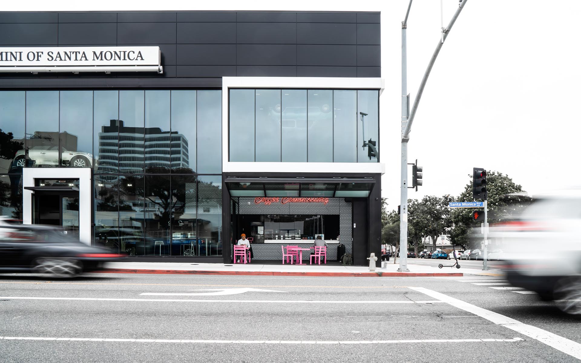 The front view of the Santa Monica Coffee Commissary location