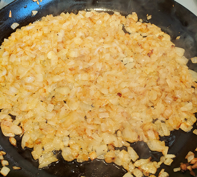 Lightly browned chopped onions