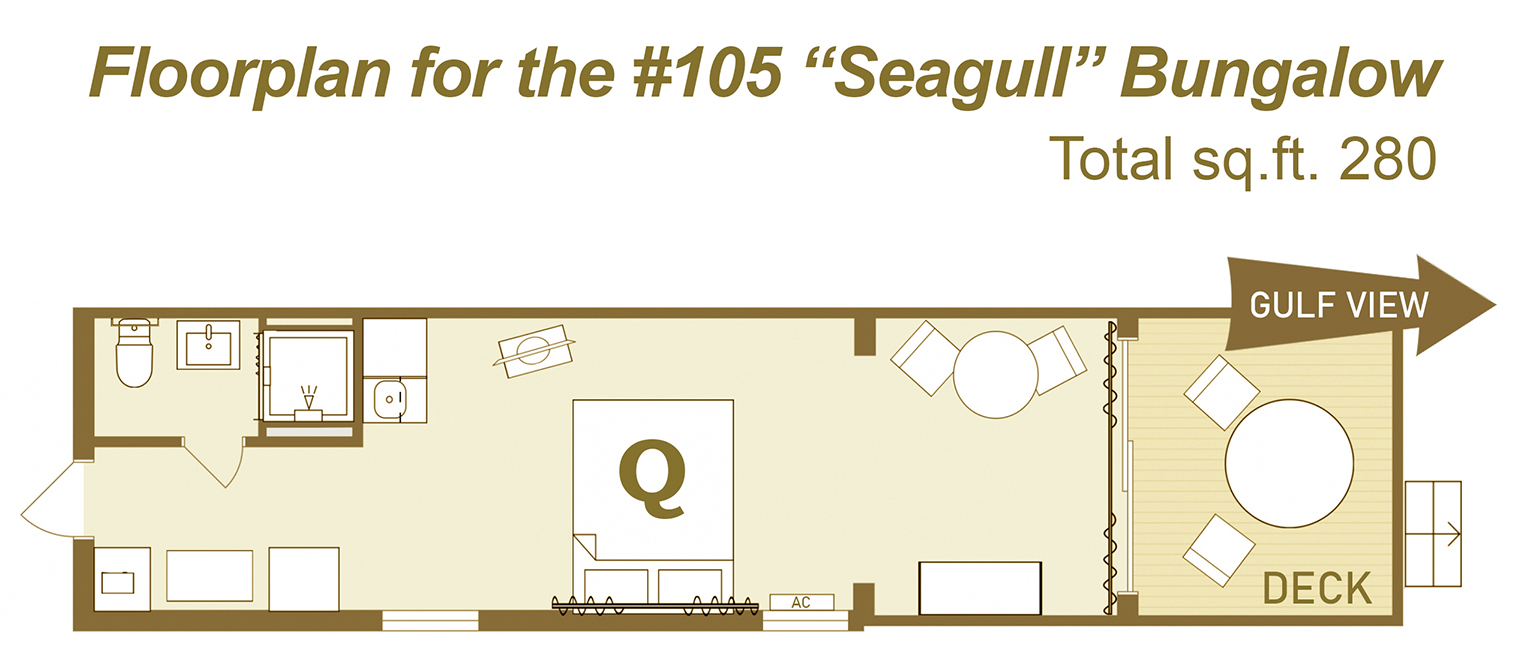 Floor plan for Seagull Bungalow #105 Bungalow
