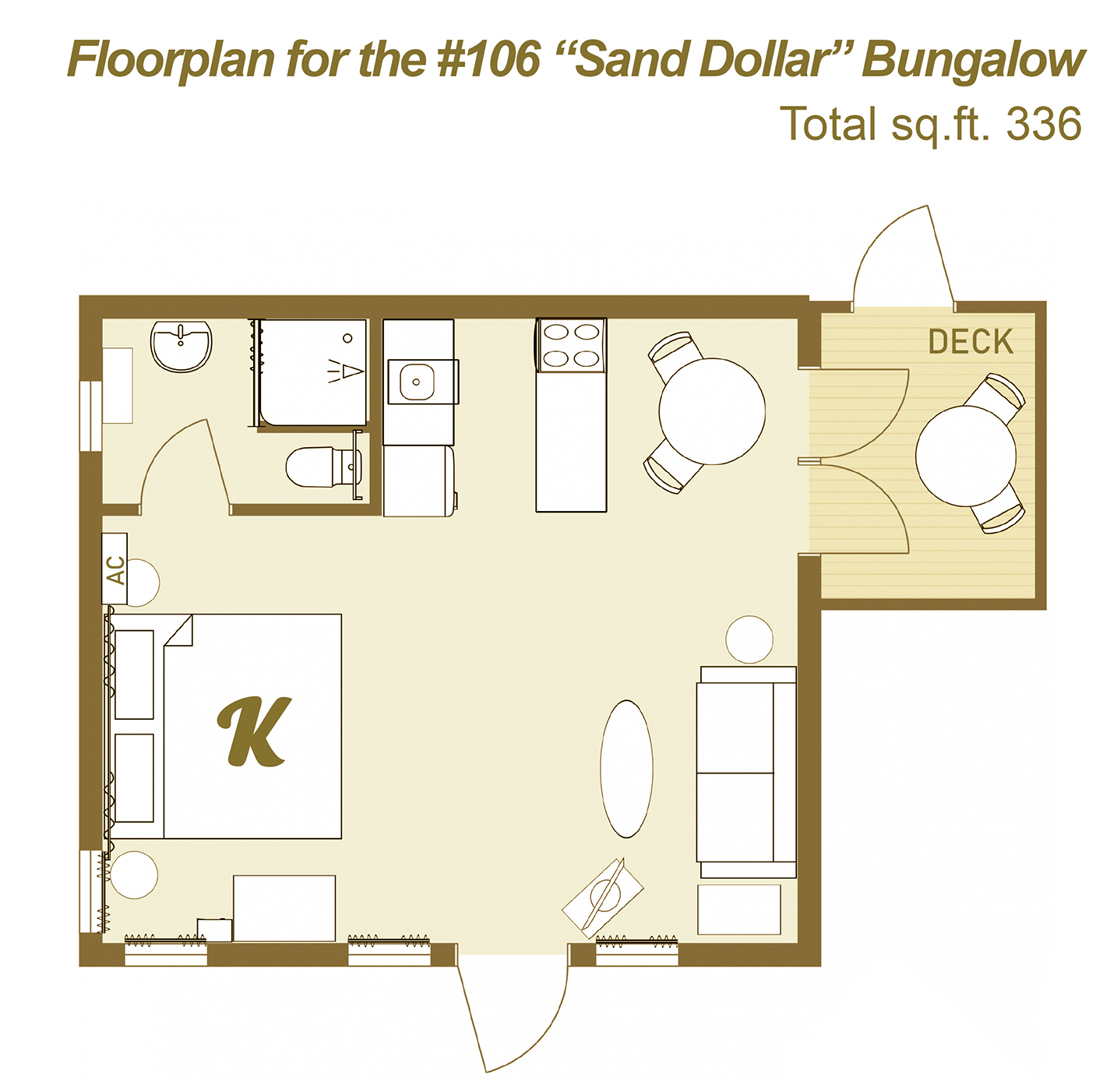 Floor plan for Sand Dollar Bungalow #106 Bungalow