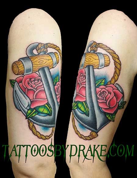 Anchor with Roses and Rope