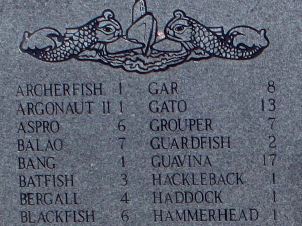 Memorial to Submarine Veterans Inscriptions