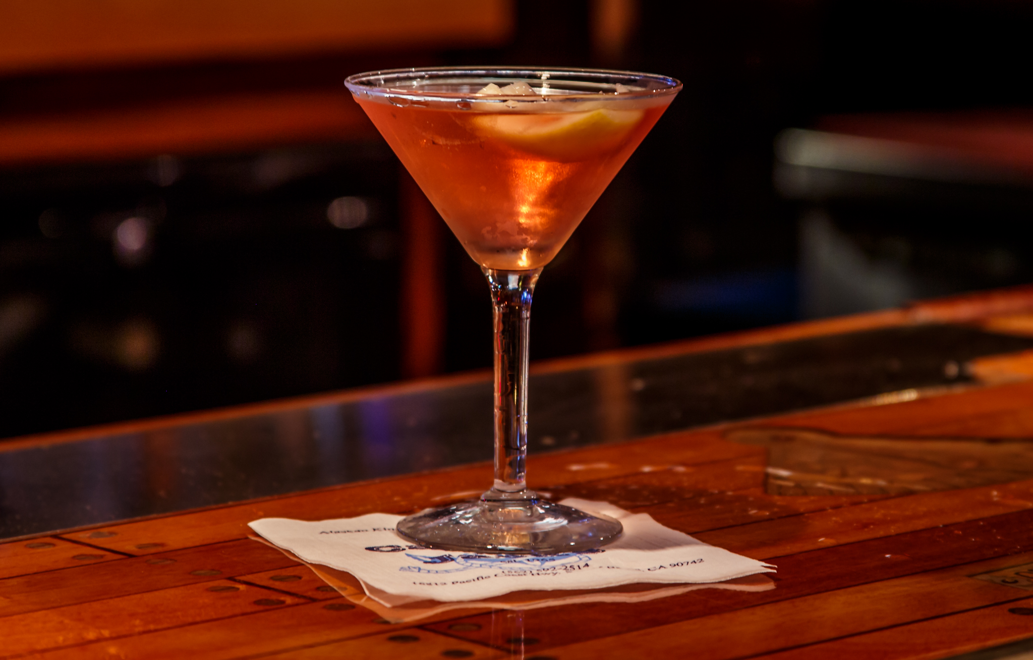 colorful fruity martini on bartop